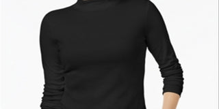 Charter Club Women's Cotton Mock Neck Top Black Size X-Small