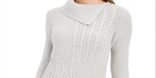 Charter Club Women's Ribbed Heather Long Sleeve Cowl Neck Sweater Gray Size X-Small