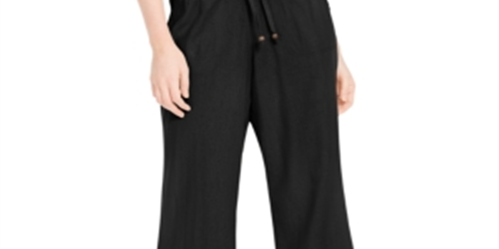 SoundStyle Women's Wide Leg Beach Pants Black Size Small