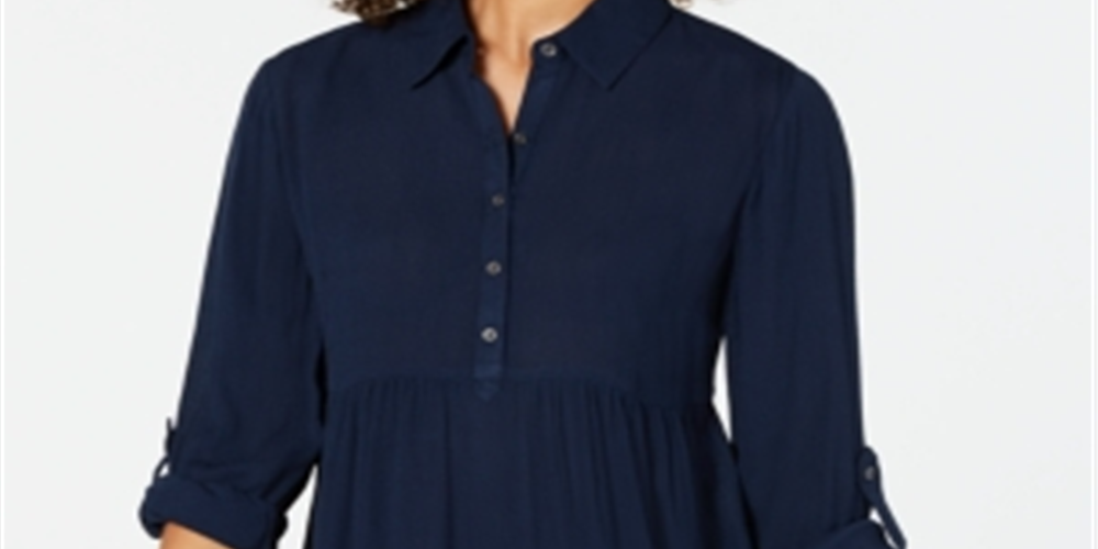 Style & Co Women's Babydoll Tunic Shirt Blue Size Petite S