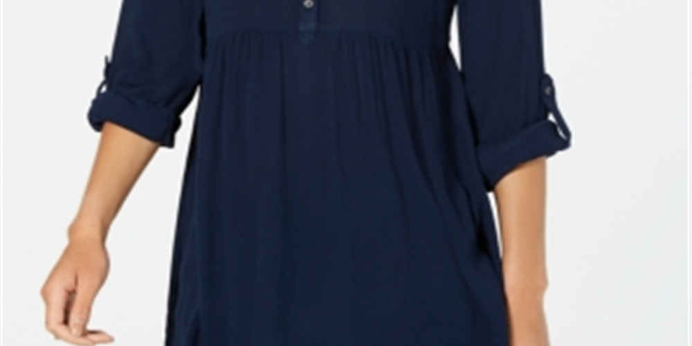 Style & Co Women's Babydoll Tunic Shirt Blue Size Petite S