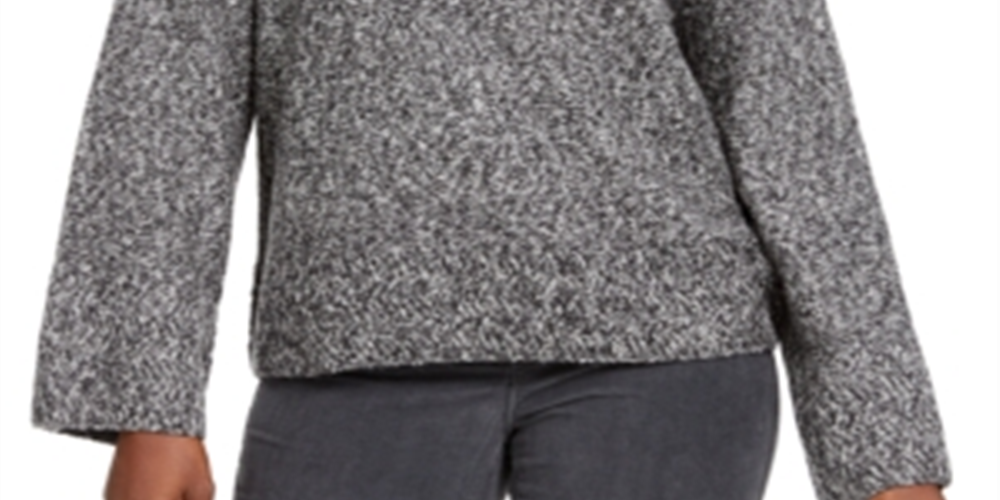 Style & Co Women's Marled Flared Sleeve Sweater Gray Size Large