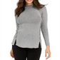 Style & Co Women's Mock Neck Lace Up Sweater Gray Size Petite M