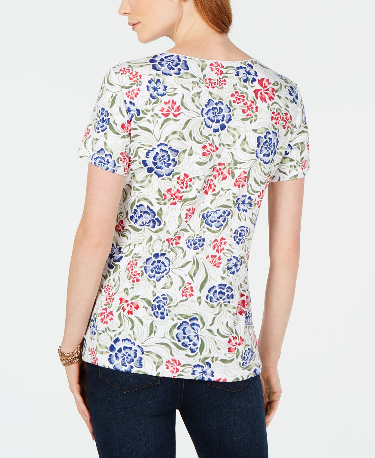 Karen Scott Printed T-Shirt White Size XL