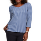 Karen Scott Women's Striped V Neck Top Blue Size X-Small