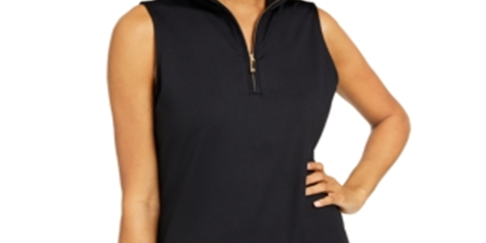 Charter Club Women's Sleeveless Mock Neck Top Black Size Large