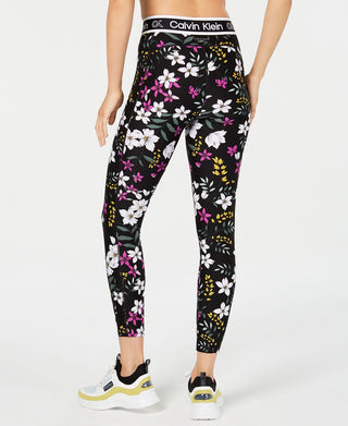 Calvin Klein Women's Performance Midnight Garden Printed Leggings Black Size XL