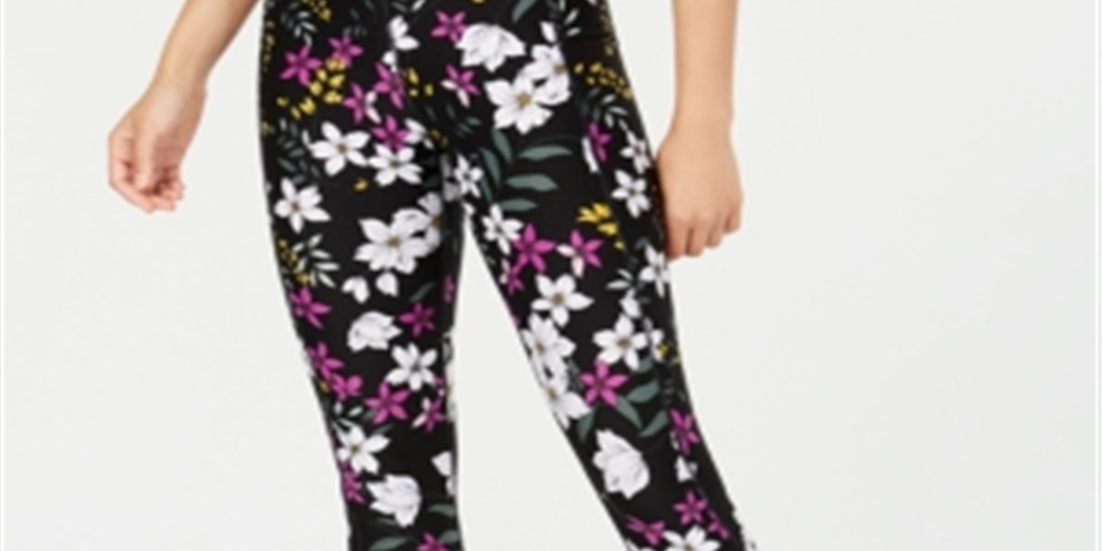 Calvin Klein Women's Performance Midnight Garden Printed Leggings Black Size XL