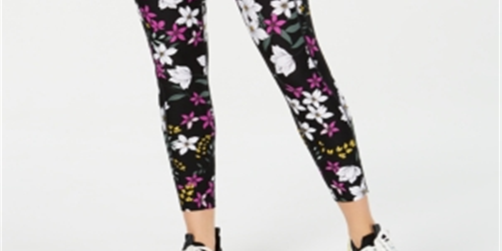 Calvin Klein Women's Performance Midnight Garden Printed Leggings Black Size XL