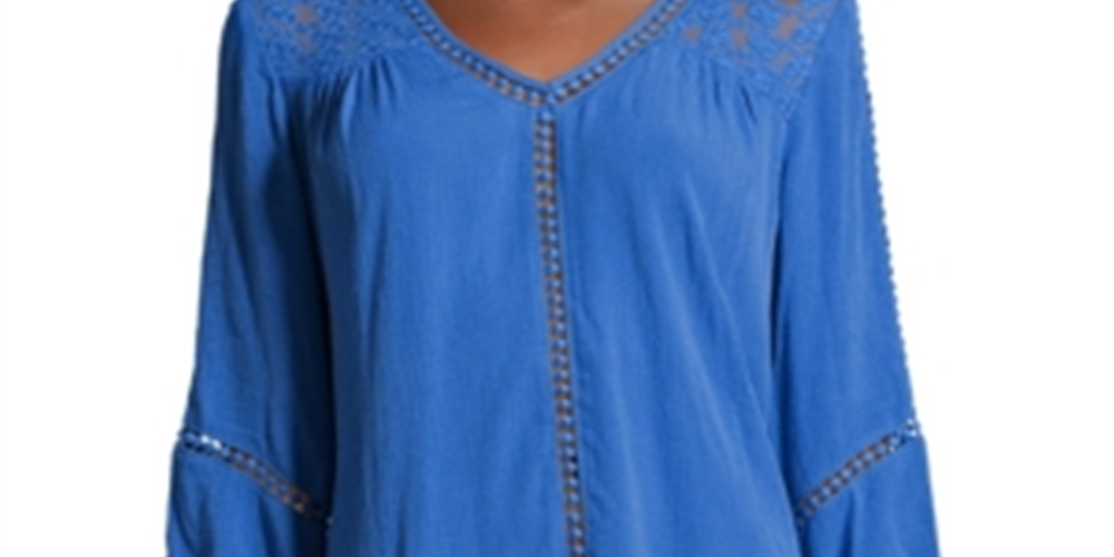 John Paul Richard Women's Lace Yoke Gauze Blouse Brown Size Large