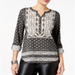 Style & Co Women's Printed Utility Top Black Size Small