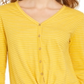 Style & Co Women's Striped Tie Front Top Yellow Size Small