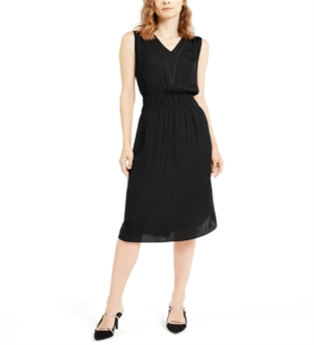 Alfani Women's Smocked Waist Fit & Flare Dress Black Size Petite XL