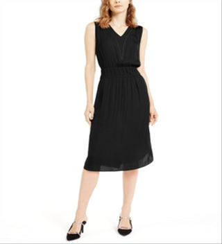 Alfani Women's Smocked Waist Fit & Flare Dress Black Size Petite XL