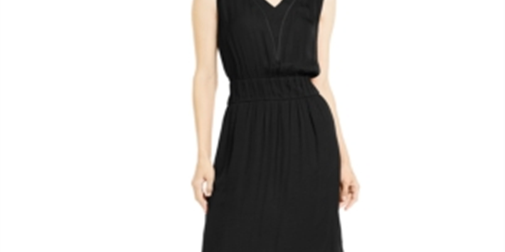 Alfani Women's Smocked Waist Fit & Flare Dress Black Size Petite XL