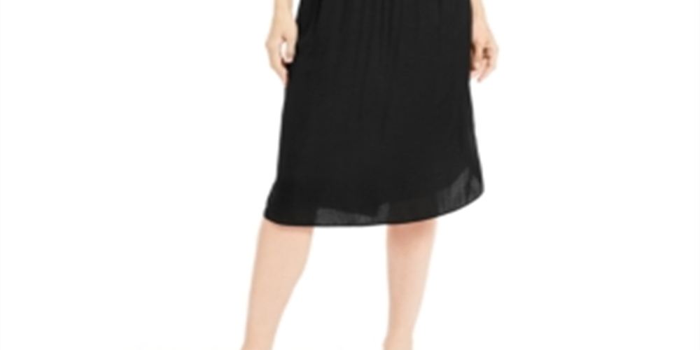 Alfani Women's Smocked Waist Fit & Flare Dress Black Size Petite XL