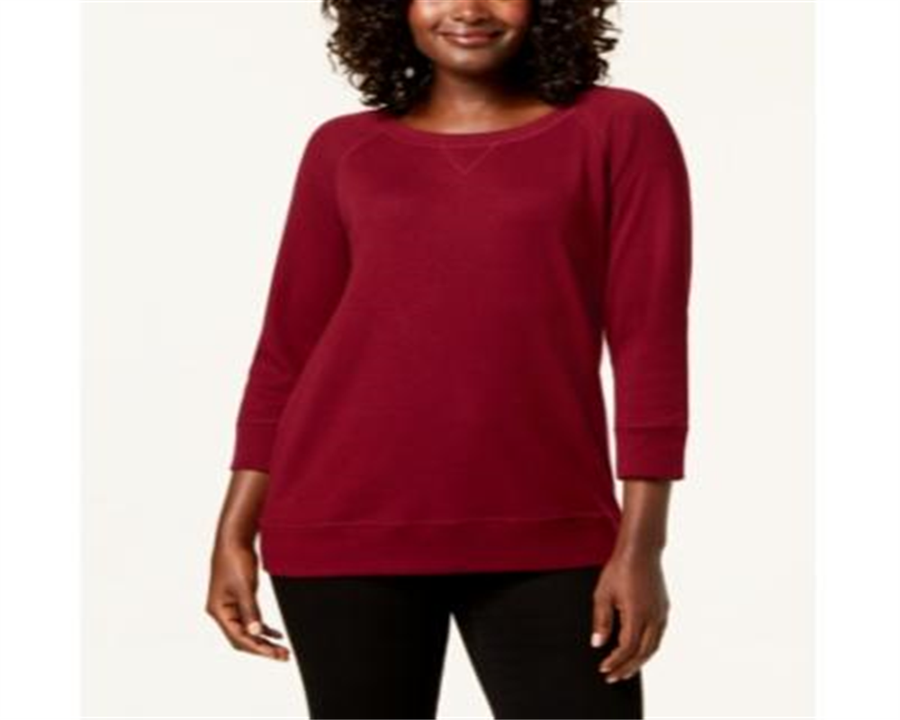 Karen Scott Women's Sport Scoop Neck Top Red Size Medium