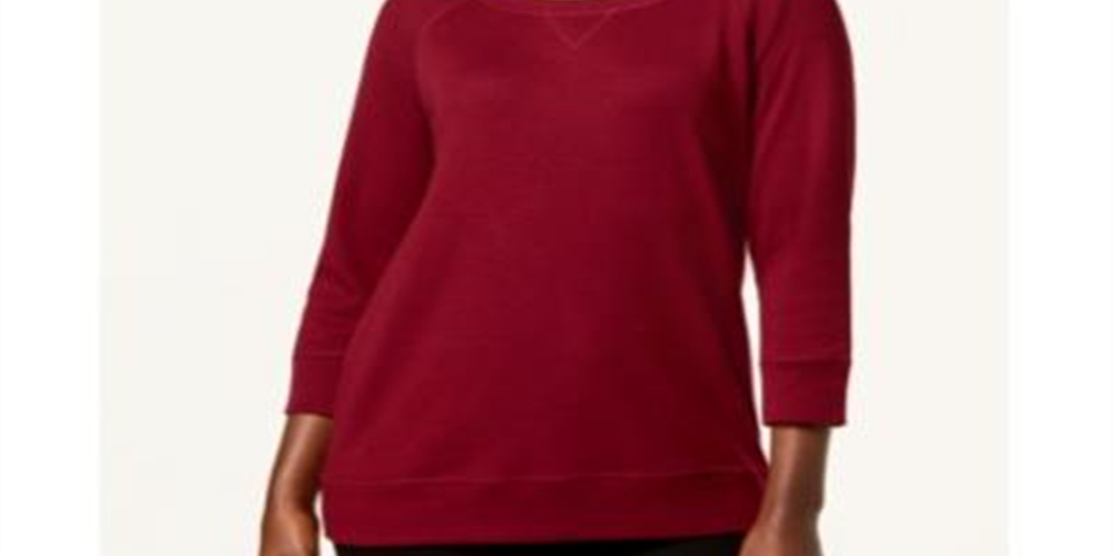 Karen Scott Women's Sport Scoop Neck Top Red Size Medium