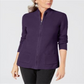 Karen Scott Women's Textured Zip Front Cardigan Purple Size X-Small