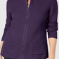 Karen Scott Women's Textured Zip Front Cardigan Purple Size X-Small
