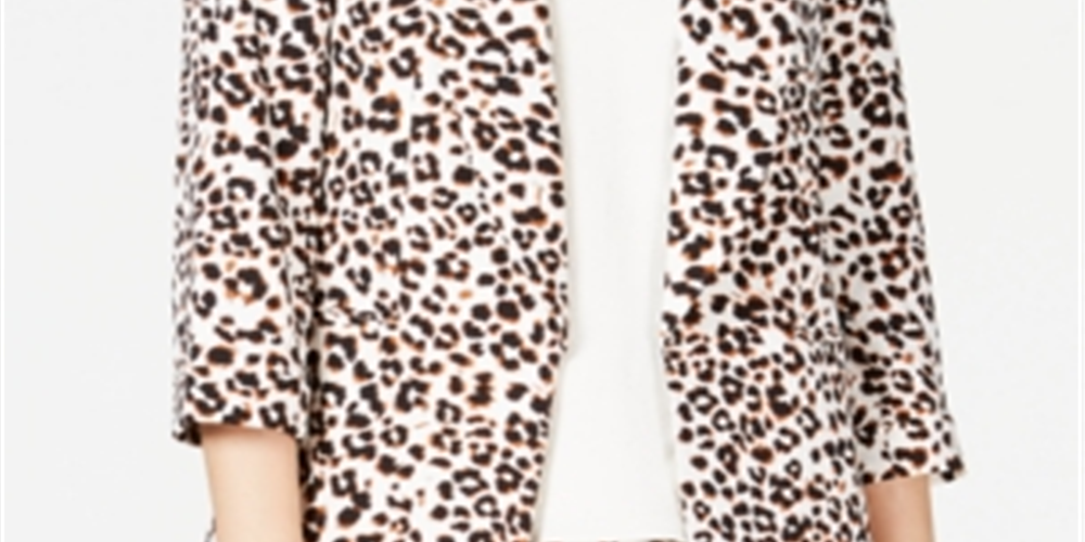 Bar III Women's Leopard Print Jacket White Size Small