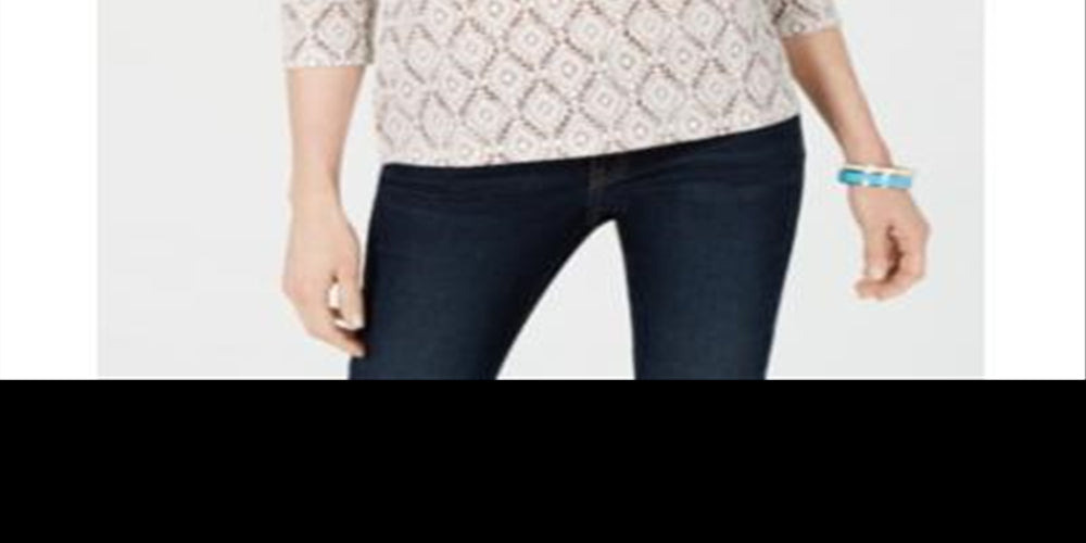 Karen Scott Women's Vine Print 3/4 Sleeve Top Brown Size X-Large