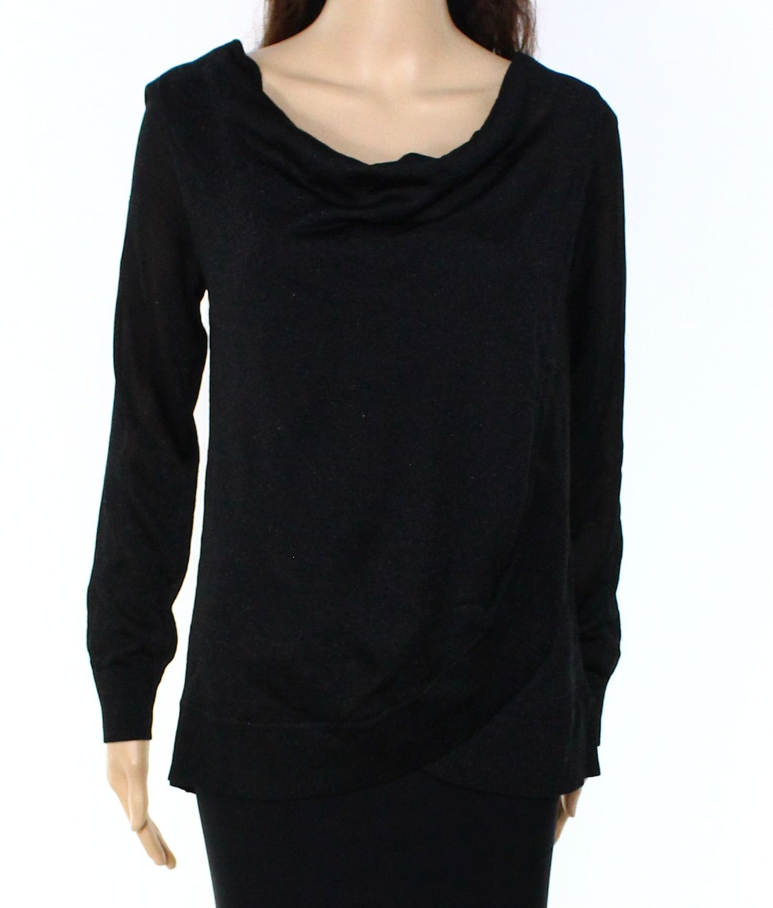 INC International Concepts Women's Metallic Pullover Blouse Black Size Large