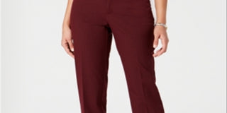 Charter Club Women's Zippered Straight Leg Pants Red Size 12