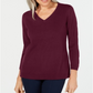 Karen Scott Women's V Neck Sweater Red Size X-Small