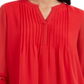 Charter Club Women's Sheer Sleeve Pintuck Top Red Size Petite L