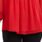 Charter Club Women's Sheer Sleeve Pintuck Top Red Size Petite L
