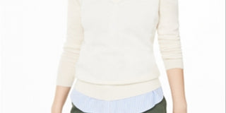 Charter Club Women's V Neck Cashmere Sweater White Size X-Large