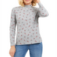 Karen Scott Women's Skiing Penguins Printed Mock Neck Top Gray Size Large