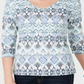 Karen Scott Women's Printed V Neck Top Blue Size Small
