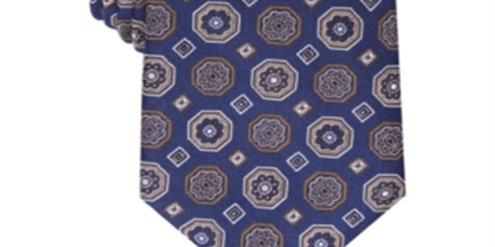 Tasso Elba Men's Classic Medallion Silk Business Neck Tie Brown Size Regular