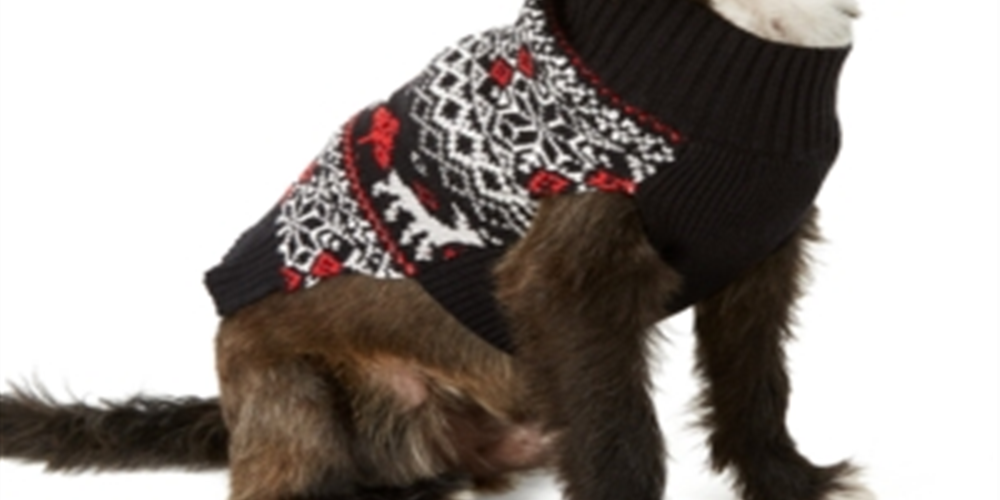 Charter Club Women's Fair Isle Dog Family Sweater Black Size XX-Large