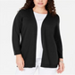 Karen Scott Women's Open Front Button Cuffed Cardigan Black Size Small