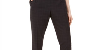 Calvin Klein Women's Slim Leg Ankle Windowpane Pants Charcoal Size 6