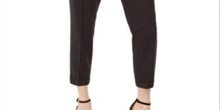 Calvin Klein Women's Slim Leg Ankle Windowpane Pants Charcoal Size 6