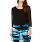 Alfani Women's Printed Sheer Tunic Blue Size Small