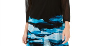 Alfani Women's Printed Sheer Tunic Blue Size Small