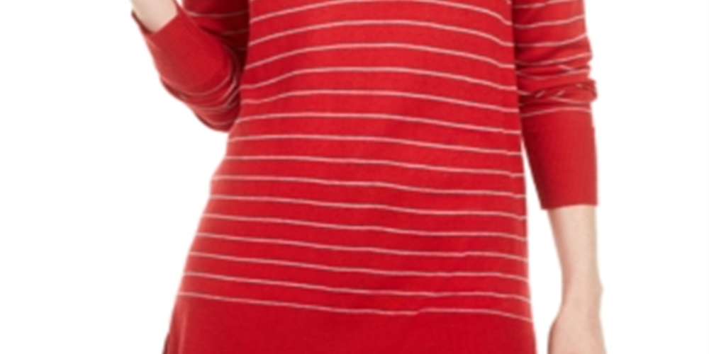 Maison Jules Women's Skinny Striped Pullover Sweater Red Size Small