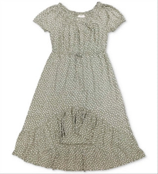 Style & Co Women's High Low Peasant Dress Green Size X-Large