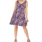 Style & Co Women's Sleeveless Printed Strappy Back Dress Navy Multi Size X-Small