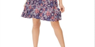 Style & Co Women's Sleeveless Printed Strappy Back Dress Navy Multi Size X-Small