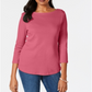 Charter Club Women's Pima Cotton Boat Neck Button-Shoulder Top Pink Size Small