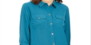 Charter Club Women's Two Pocket Shirt Green Size X-Small