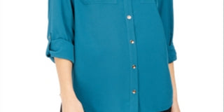 Charter Club Women's Two Pocket Shirt Green Size X-Small