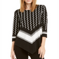 Alfani Women's Printed Colorblocked Pointed Hem Top Black Size Petite Small