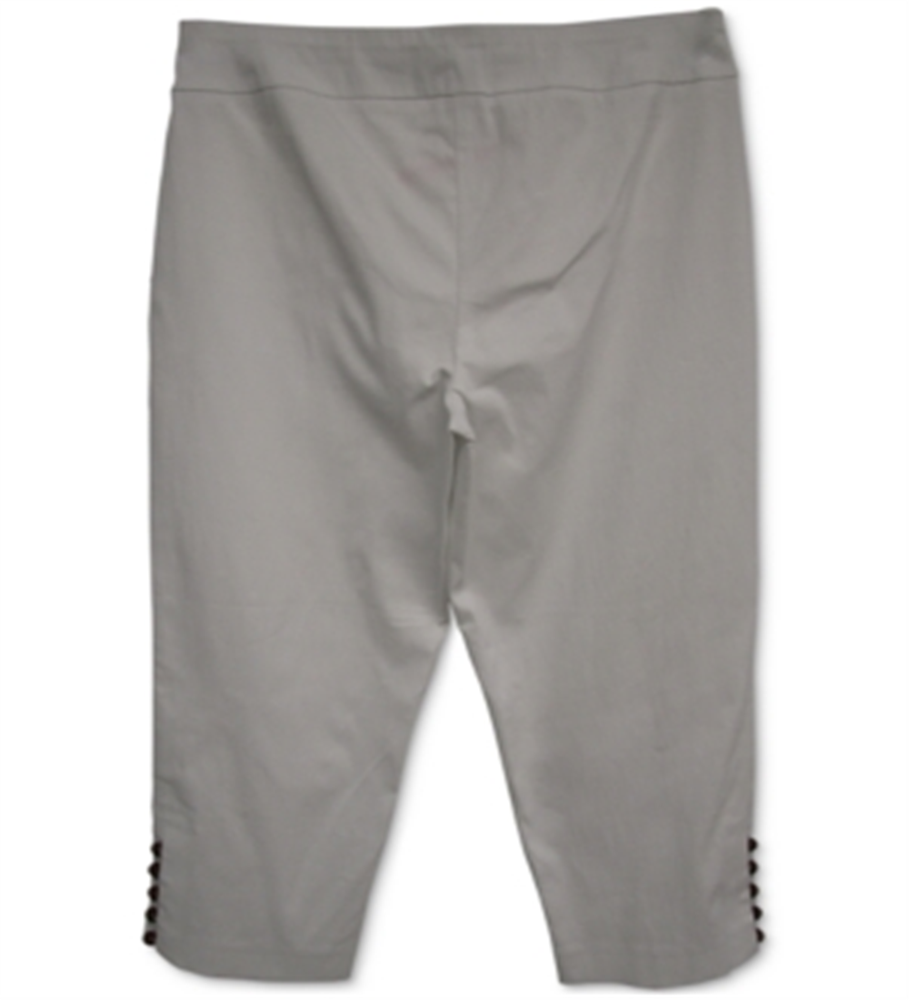 JM Collection Women's Beaded Pull On Tummy Control Capri Pants Gray Size Large
